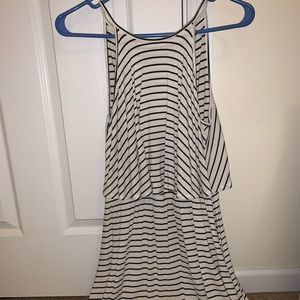 Navy Blue & White Striped Dress